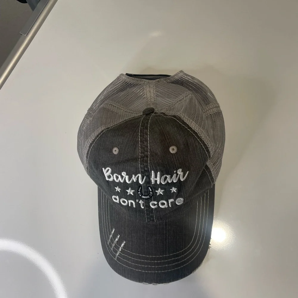 Charcoal Distressed Cap with Embroidered Text - Picture 3 of 5